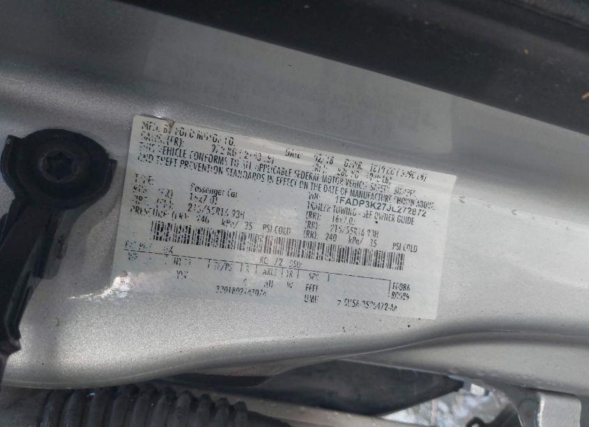 Photo 9 of 2018 Ford Focus SE (VIN 1FADP3K27JL272872)