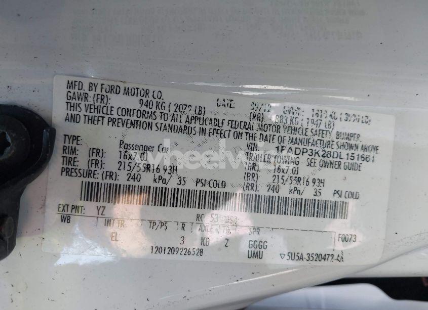 Photo 9 of 2013 Ford Focus SE (VIN 1FADP3K28DL151661)