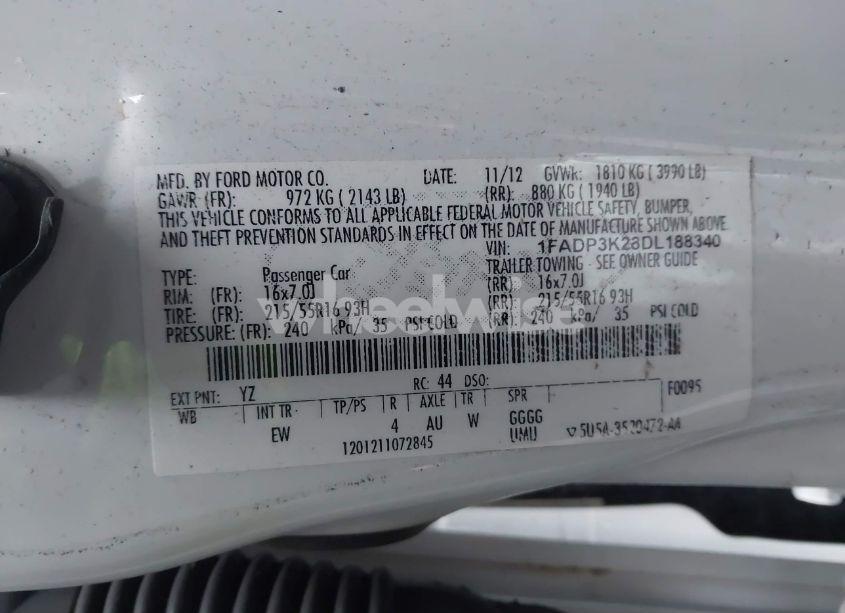 Photo 9 of 2013 Ford Focus SE (VIN 1FADP3K28DL188340)