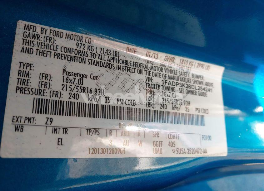 Photo 9 of 2013 Ford Focus SE (VIN 1FADP3K28DL254241)