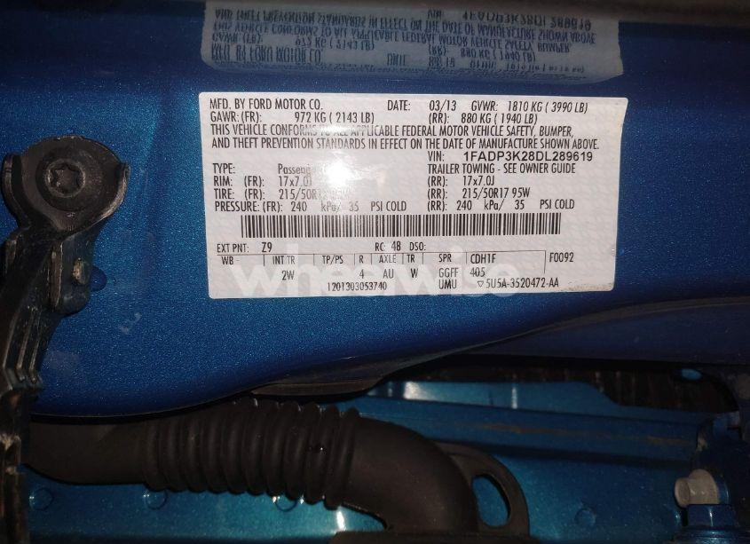 Photo 9 of 2013 Ford Focus SE (VIN 1FADP3K28DL289619)