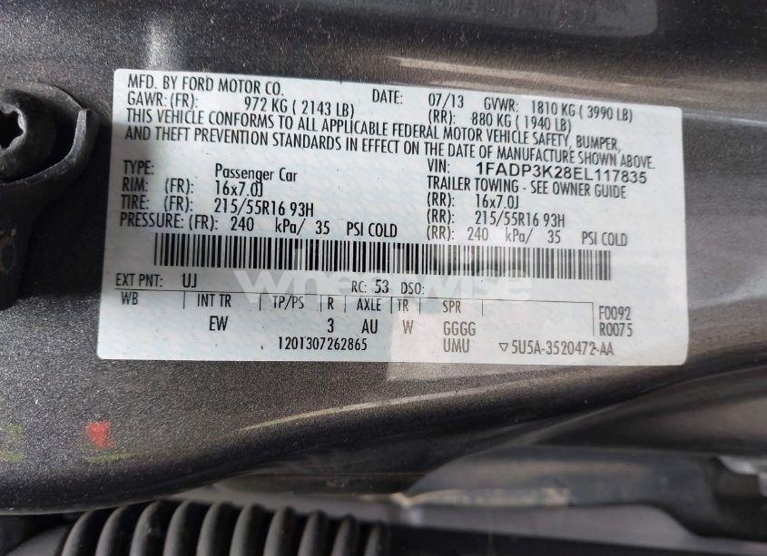 Photo 9 of 2014 Ford Focus SE (VIN 1FADP3K28EL117835)