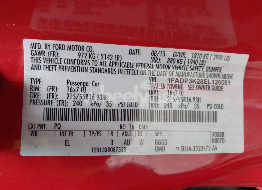 Photo 9 of 2014 Ford Focus SE (VIN 1FADP3K28EL126051)