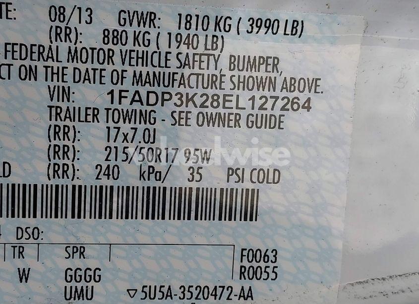 Photo 9 of 2014 Ford Focus SE (VIN 1FADP3K28EL127264)