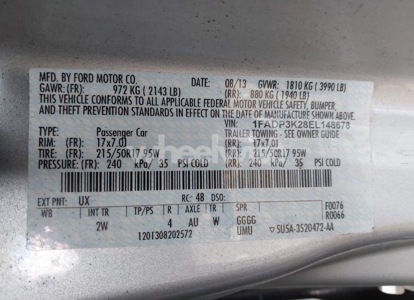 Photo 9 of 2014 Ford Focus SE (VIN 1FADP3K28EL148678)