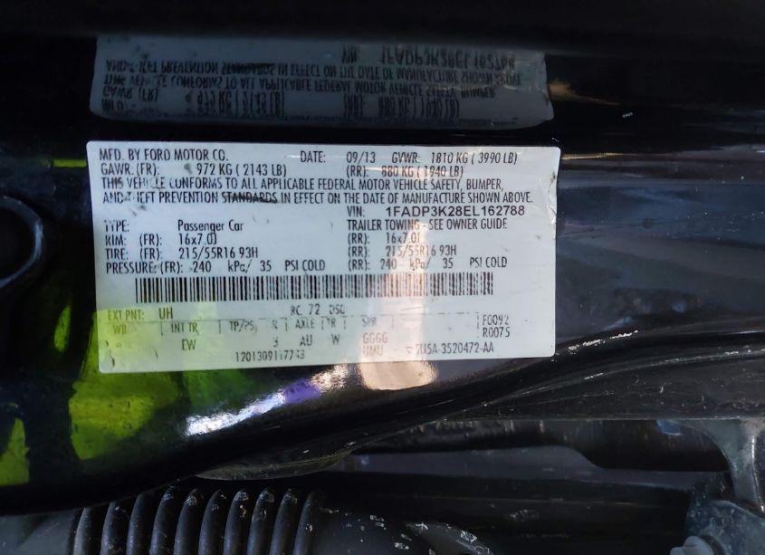 Photo 9 of 2014 Ford Focus SE (VIN 1FADP3K28EL162788)