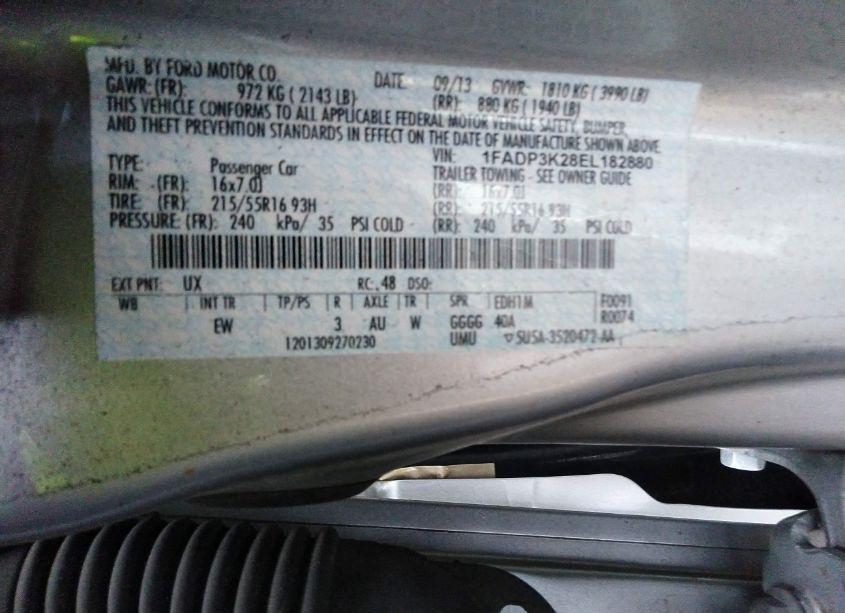 Photo 9 of 2014 Ford Focus SE (VIN 1FADP3K28EL182880)