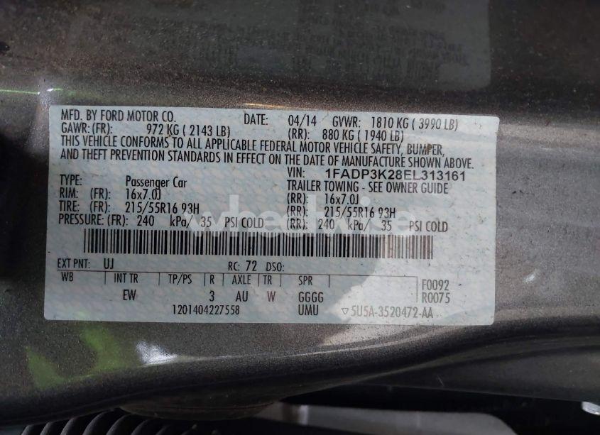 Photo 9 of 2014 Ford Focus SE (VIN 1FADP3K28EL313161)