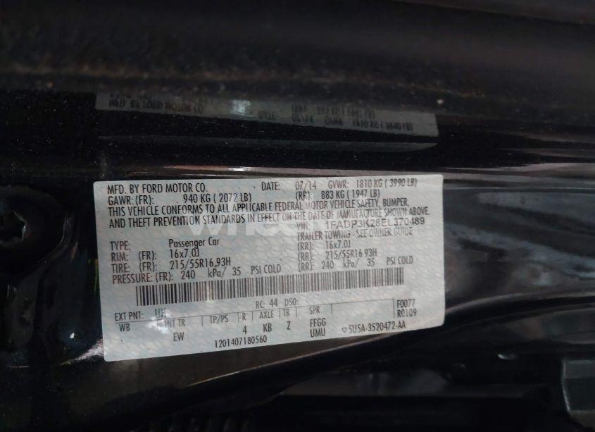 Photo 9 of 2014 Ford Focus SE (VIN 1FADP3K28EL370489)