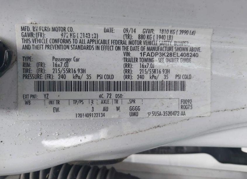 Photo 9 of 2014 Ford Focus SE (VIN 1FADP3K28EL408240)