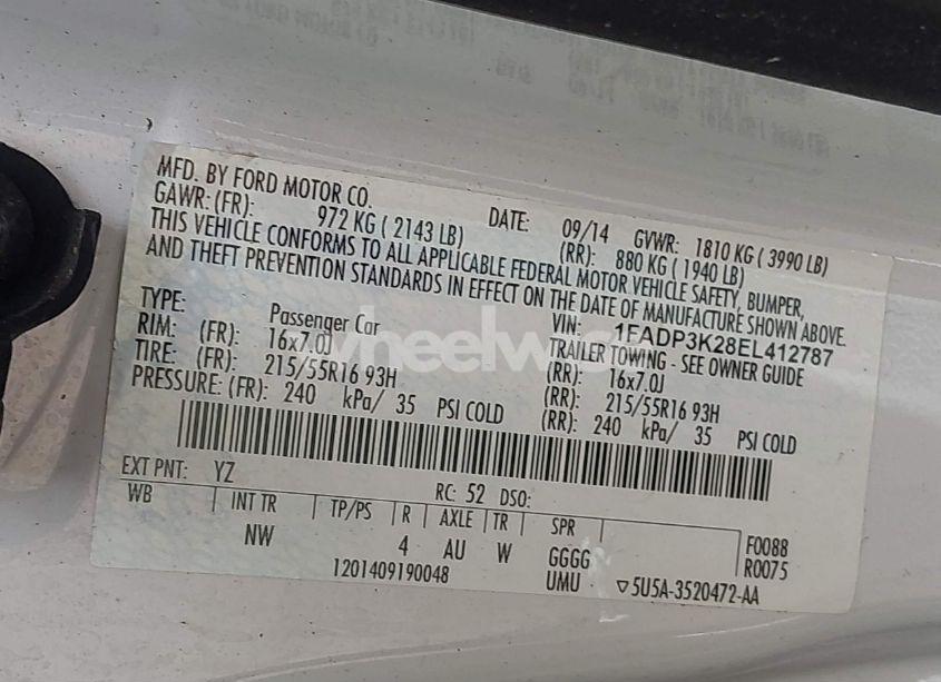 Photo 9 of 2014 Ford Focus SE (VIN 1FADP3K28EL412787)