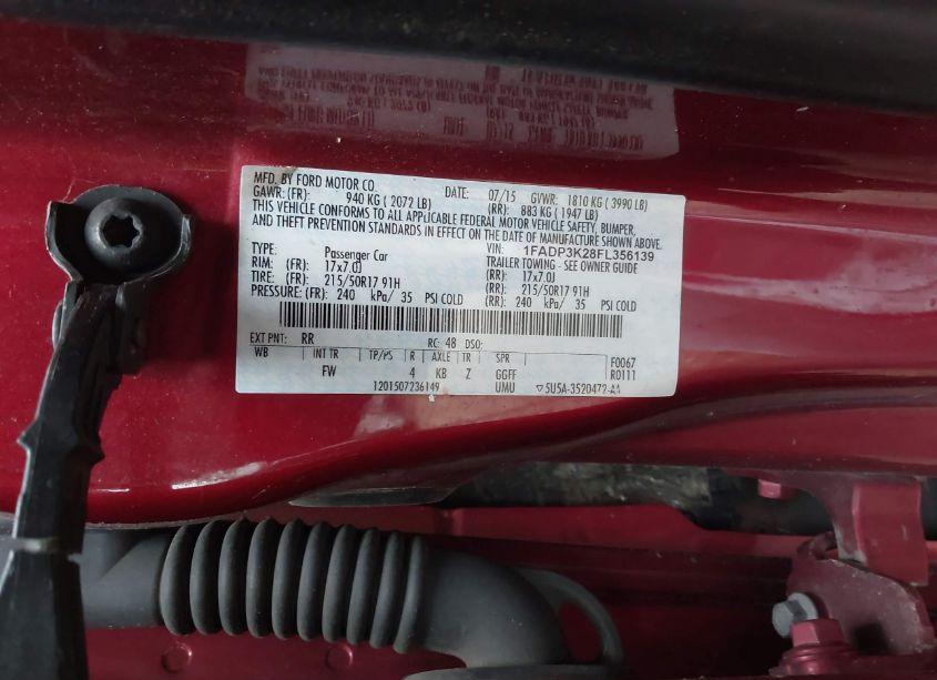 Photo 9 of 2015 Ford Focus SE (VIN 1FADP3K28FL356139)