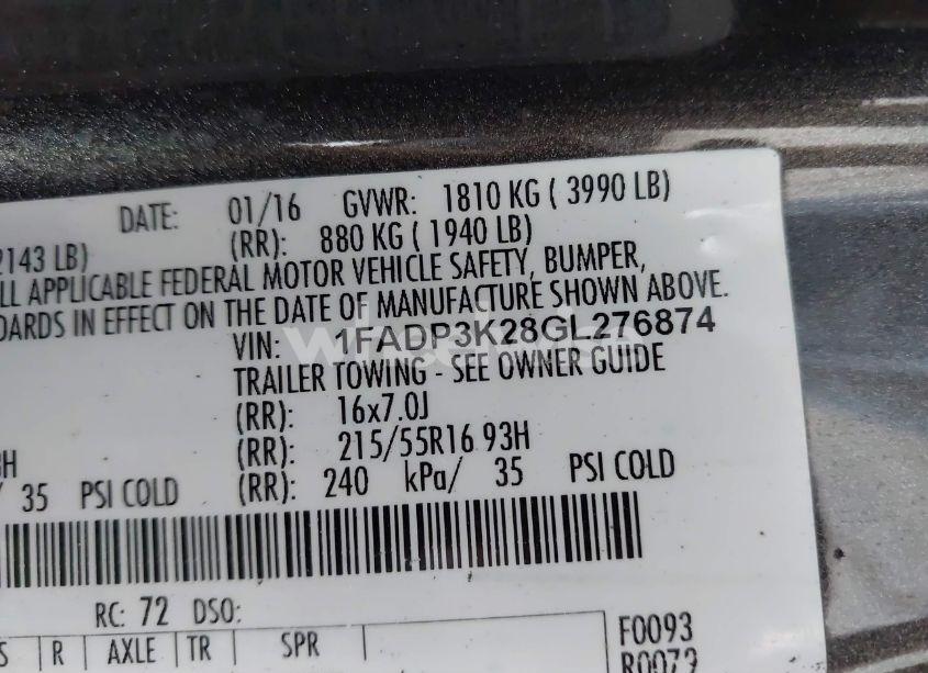 Photo 9 of 2016 Ford Focus SE (VIN 1FADP3K28GL276874)