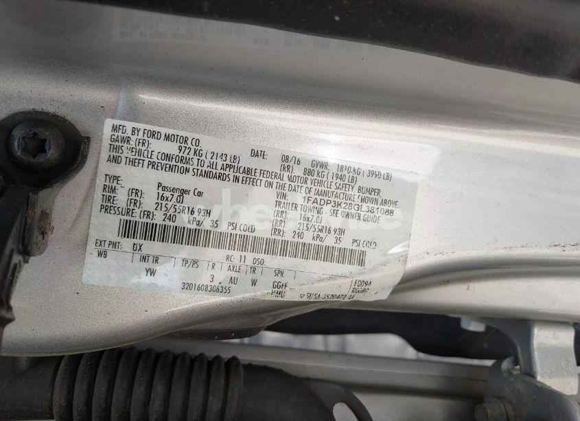 Photo 9 of 2016 Ford Focus SE (VIN 1FADP3K28GL381088)