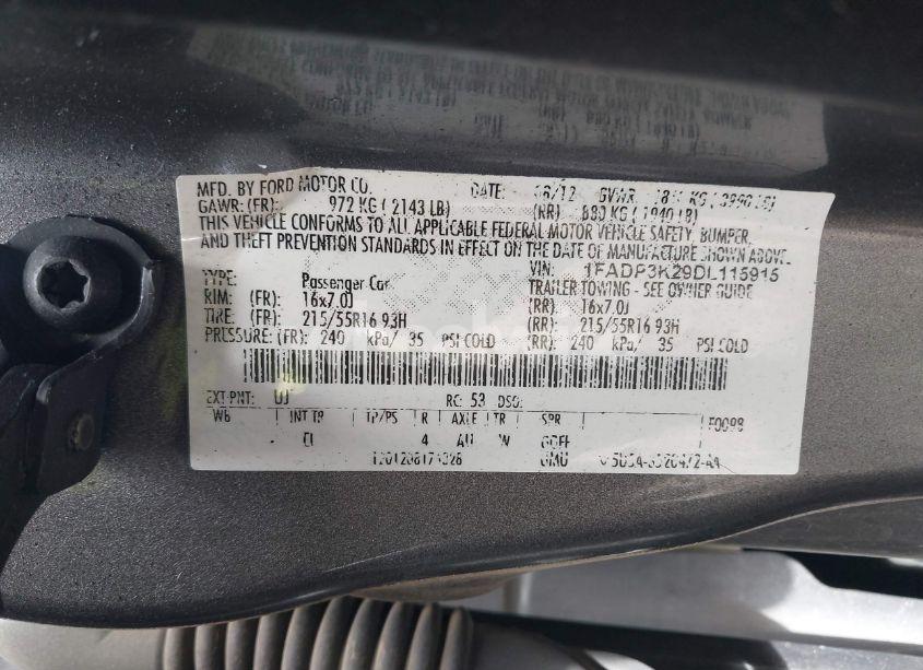 Photo 9 of 2013 Ford Focus SE (VIN 1FADP3K29DL115915)