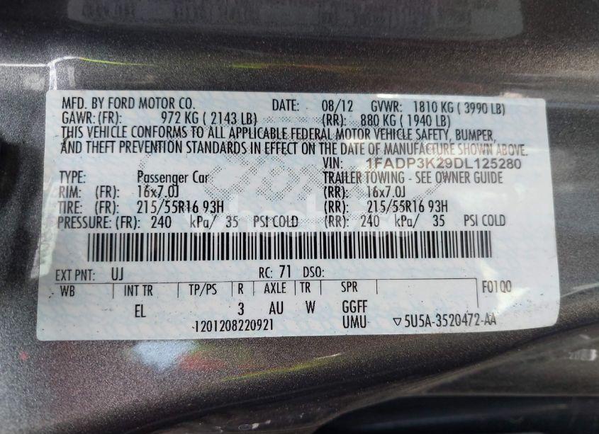 Photo 9 of 2013 Ford Focus SE (VIN 1FADP3K29DL125280)