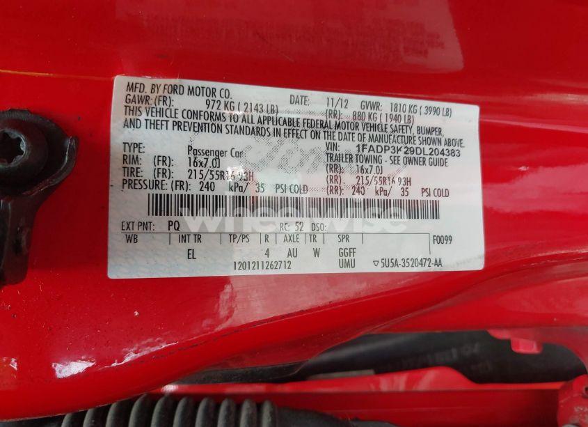 Photo 9 of 2013 Ford Focus SE (VIN 1FADP3K29DL204383)