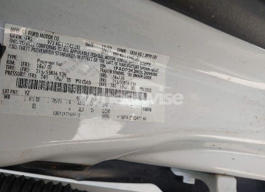 Photo 9 of 2013 Ford Focus SE (VIN 1FADP3K29DL209650)