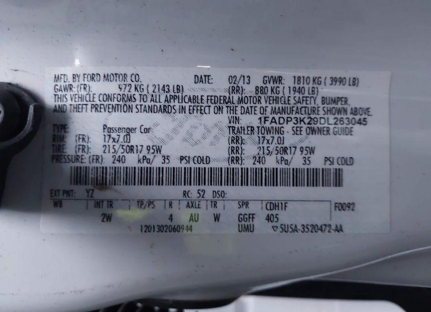 Photo 9 of 2013 Ford Focus SE (VIN 1FADP3K29DL263045)