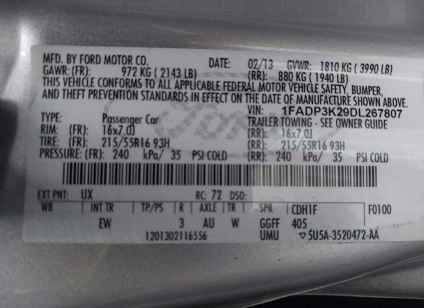 Photo 9 of 2013 Ford Focus SE (VIN 1FADP3K29DL267807)