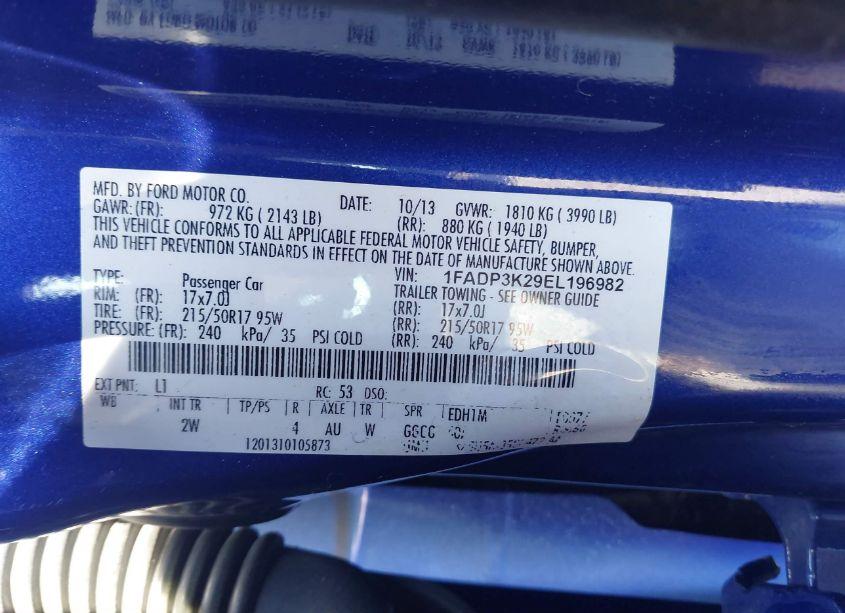 Photo 9 of 2014 Ford Focus SE (VIN 1FADP3K29EL196982)