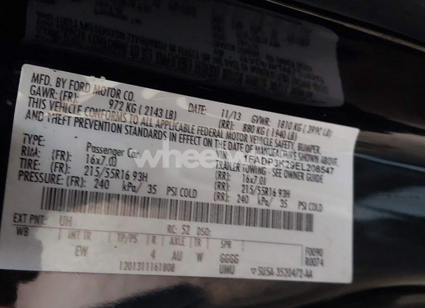 Photo 9 of 2014 Ford Focus SE (VIN 1FADP3K29EL208547)