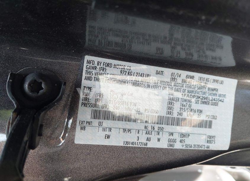 Photo 9 of 2014 Ford Focus SE (VIN 1FADP3K29EL243542)