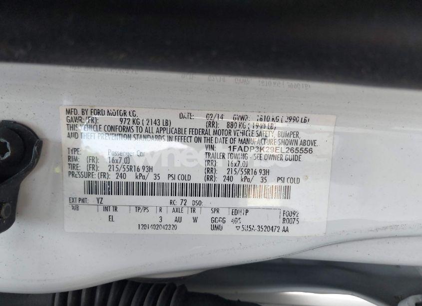 Photo 9 of 2014 Ford Focus SE (VIN 1FADP3K29EL265556)