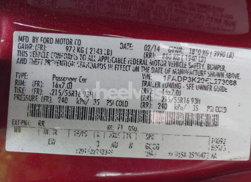 Photo 9 of 2014 Ford Focus SE (VIN 1FADP3K29EL273088)