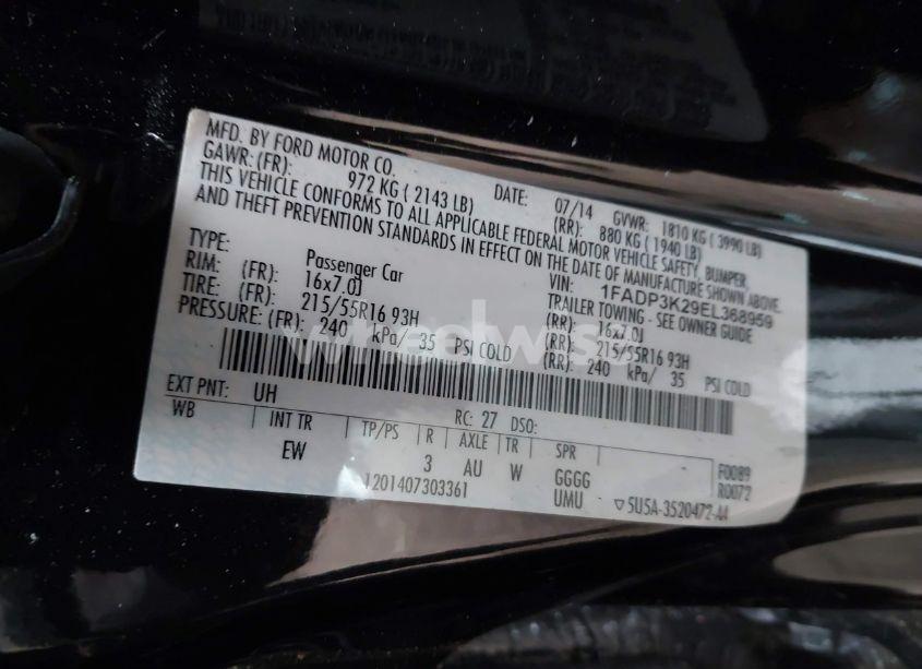 Photo 9 of 2014 Ford Focus SE (VIN 1FADP3K29EL368959)