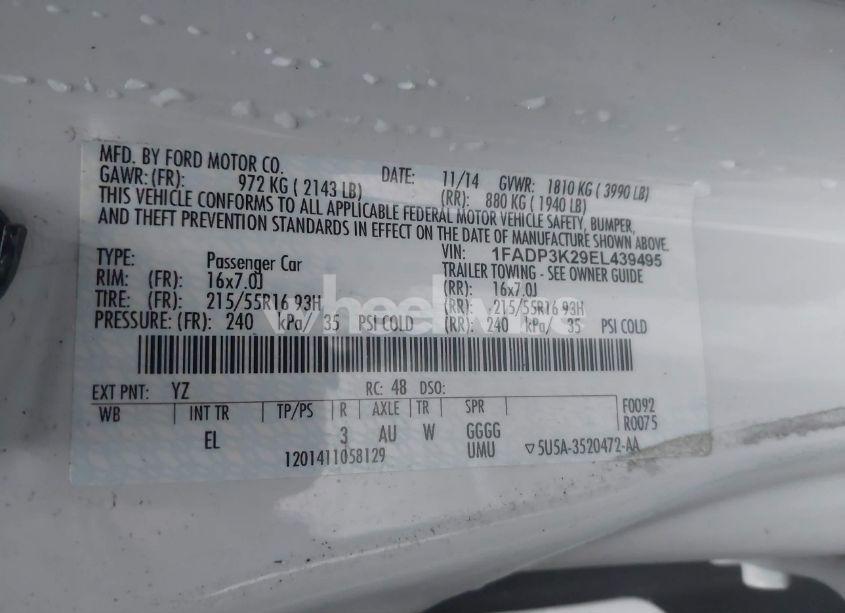 Photo 9 of 2014 Ford Focus SE (VIN 1FADP3K29EL439495)