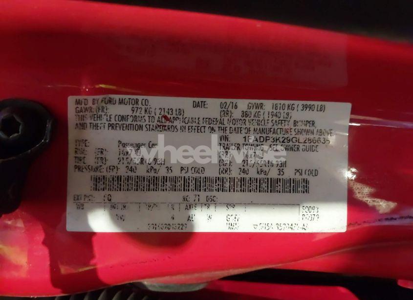 Photo 9 of 2016 Ford Focus SE (VIN 1FADP3K29GL286636)