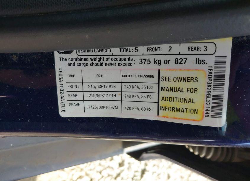 Photo 9 of 2016 Ford Focus SE (VIN 1FADP3K29GL321448)