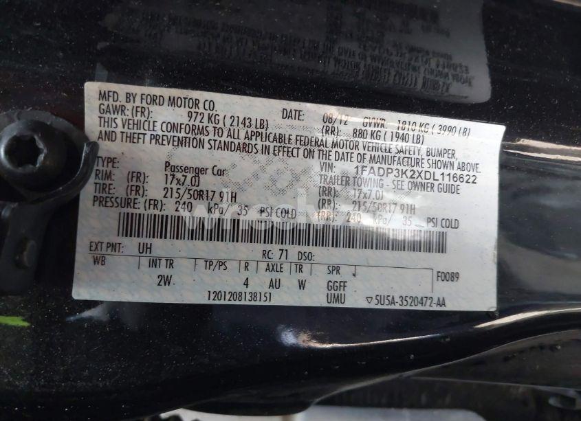 Photo 9 of 2013 Ford Focus SE (VIN 1FADP3K2XDL116622)