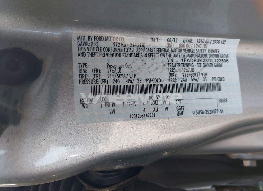 Photo 9 of 2013 Ford Focus SE (VIN 1FADP3K2XDL123506)