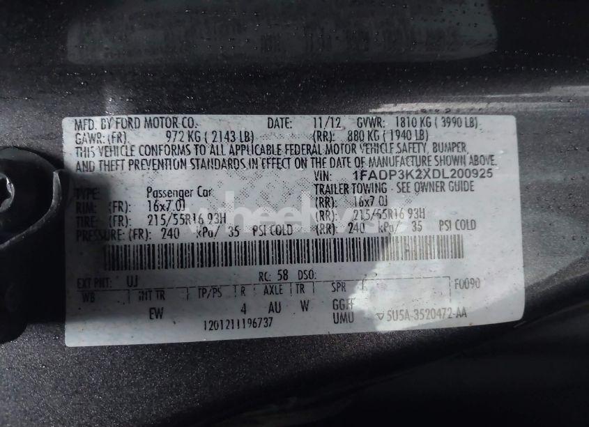 Photo 9 of 2013 Ford Focus SE (VIN 1FADP3K2XDL200925)