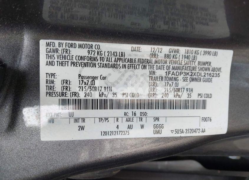 Photo 9 of 2013 Ford Focus SE (VIN 1FADP3K2XDL216235)