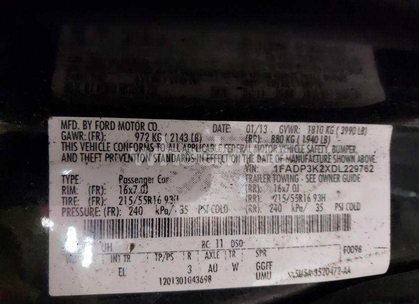 Photo 9 of 2013 Ford Focus SE (VIN 1FADP3K2XDL229762)