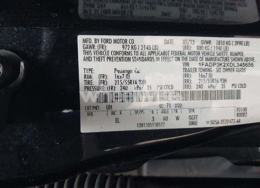 Photo 9 of 2013 Ford Focus SE (VIN 1FADP3K2XDL345656)