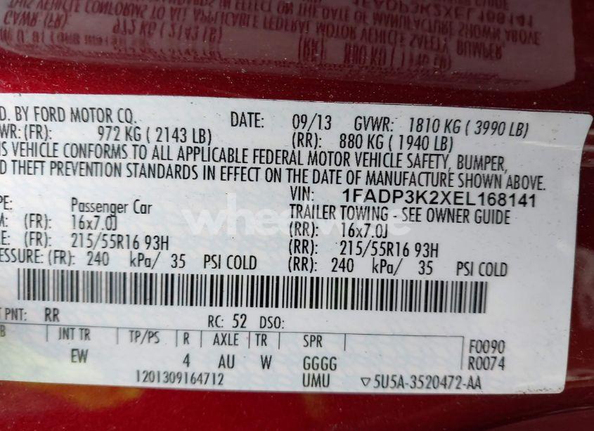 Photo 9 of 2014 Ford Focus SE (VIN 1FADP3K2XEL168141)