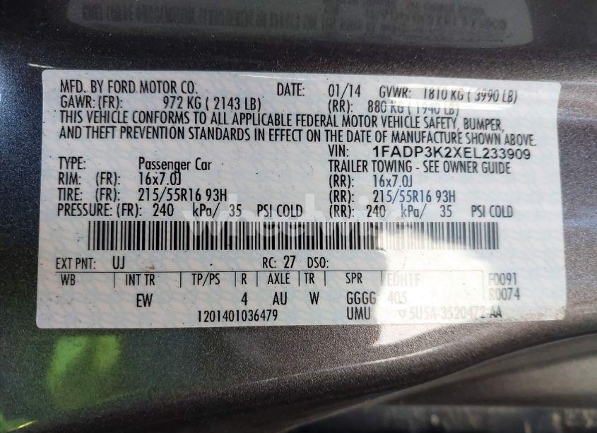 Photo 9 of 2014 Ford Focus SE (VIN 1FADP3K2XEL233909)