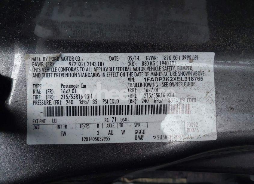 Photo 9 of 2014 Ford Focus SE (VIN 1FADP3K2XEL318765)