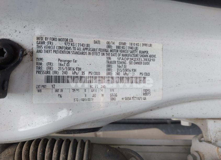 Photo 9 of 2014 Ford Focus SE (VIN 1FADP3K2XEL393210)