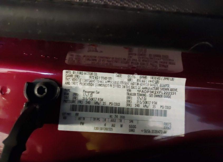 Photo 9 of 2015 Ford Focus SE (VIN 1FADP3K2XFL222331)