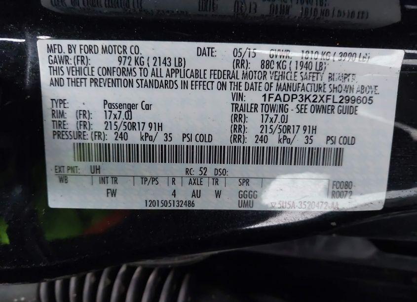 Photo 9 of 2015 Ford Focus SE (VIN 1FADP3K2XFL299605)