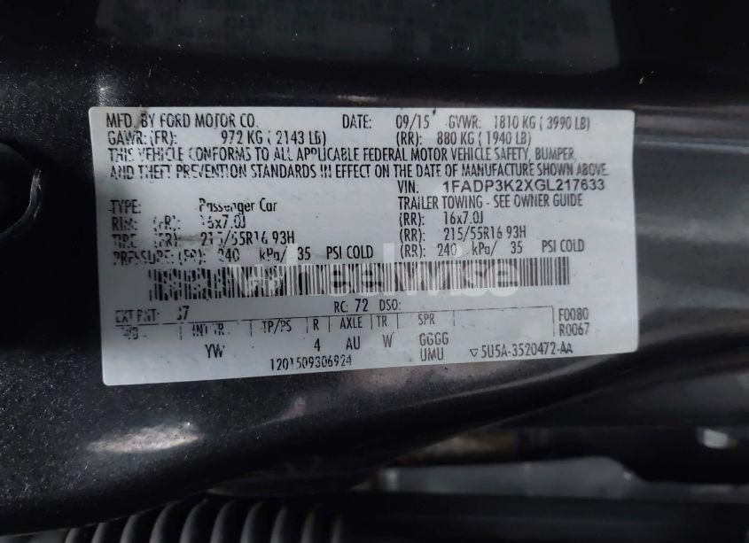 Photo 9 of 2016 Ford Focus SE (VIN 1FADP3K2XGL217633)