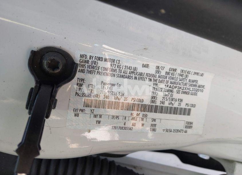 Photo 9 of 2017 Ford Focus SE (VIN 1FADP3K2XHL332010)