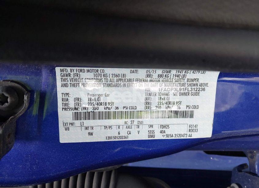 Photo 9 of 2015 Ford Focus ST (VIN 1FADP3L91FL312236)