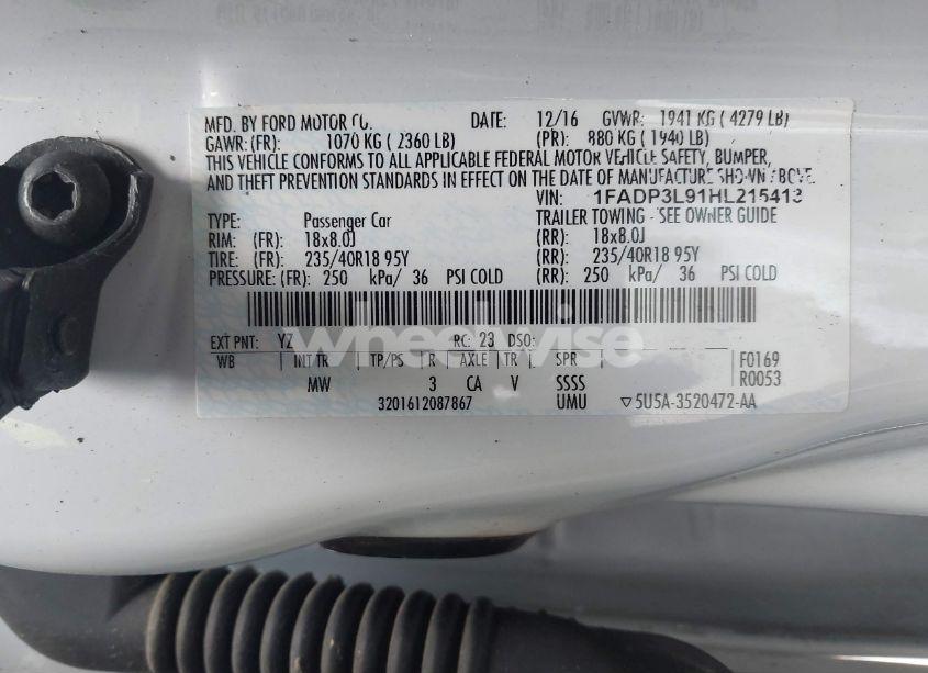 Photo 9 of 2017 Ford Focus ST (VIN 1FADP3L91HL215413)