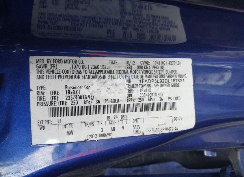 Photo 9 of 2013 Ford Focus ST (VIN 1FADP3L92DL167821)